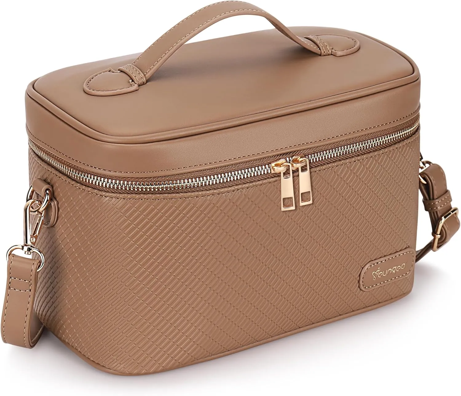 Large Stylish Makeup Bag Cosmetic Make Up Travel Bag for Women, Delicate Model (Brown)