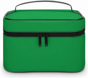Large Makeup Bag, Classic Colors Bright Green Solid Cosmetic Bag for Women Girls, Portable Toiletry Bag, Travel Make Up Organizer Bag