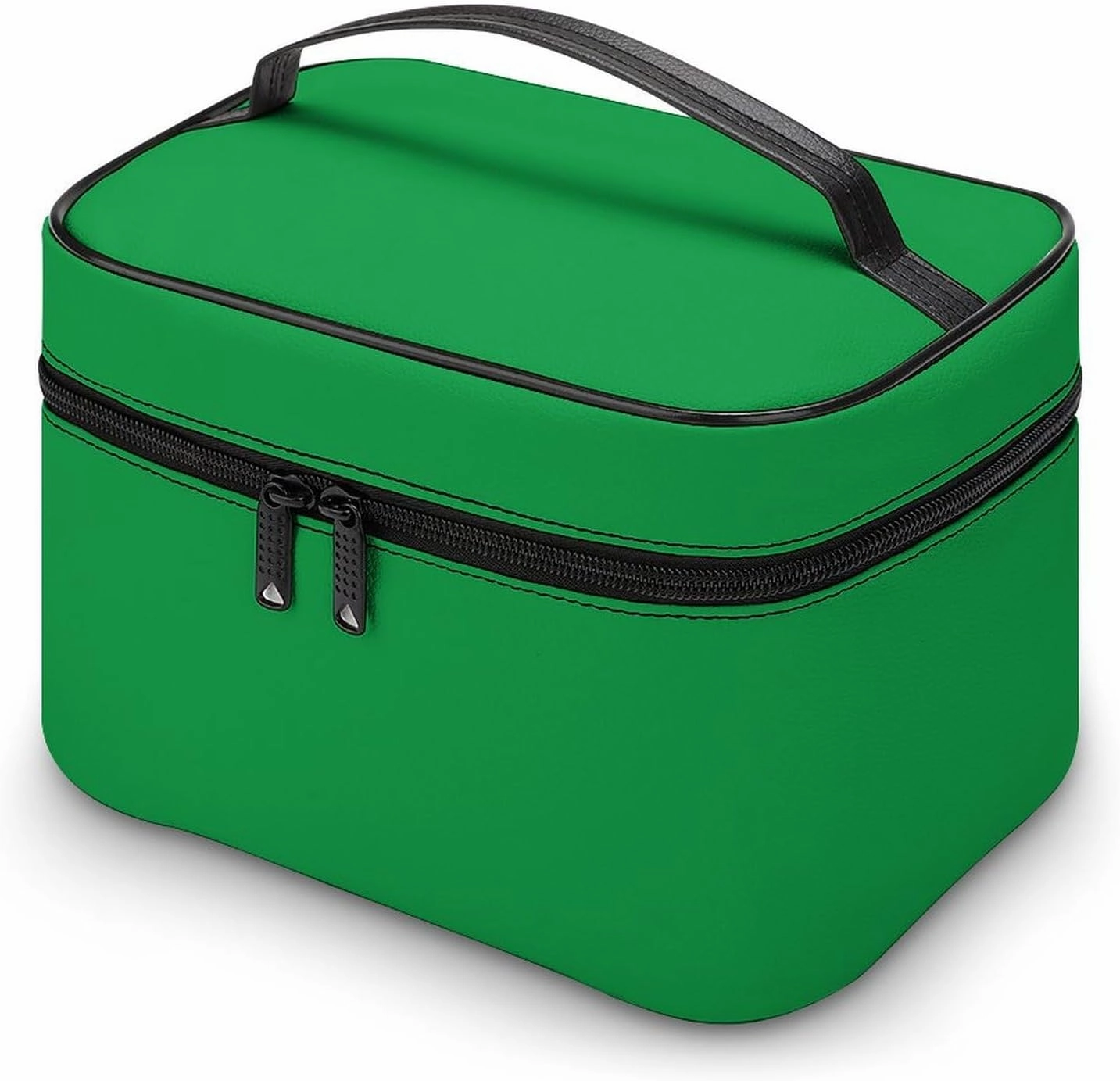 Large Makeup Bag, Classic Colors Bright Green Solid Cosmetic Bag for Women Girls, Portable Toiletry Bag, Travel Make Up Organizer Bag