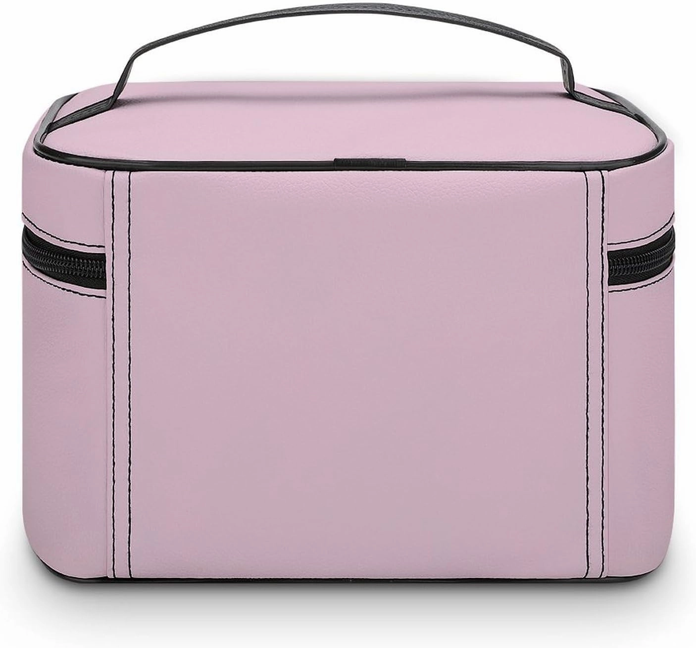 Large Makeup Bag, Solid Color Light Pale Pink Cosmetic Bag for Women Girls, Portable Toiletry Bag, Travel Make Up Organizer Bag