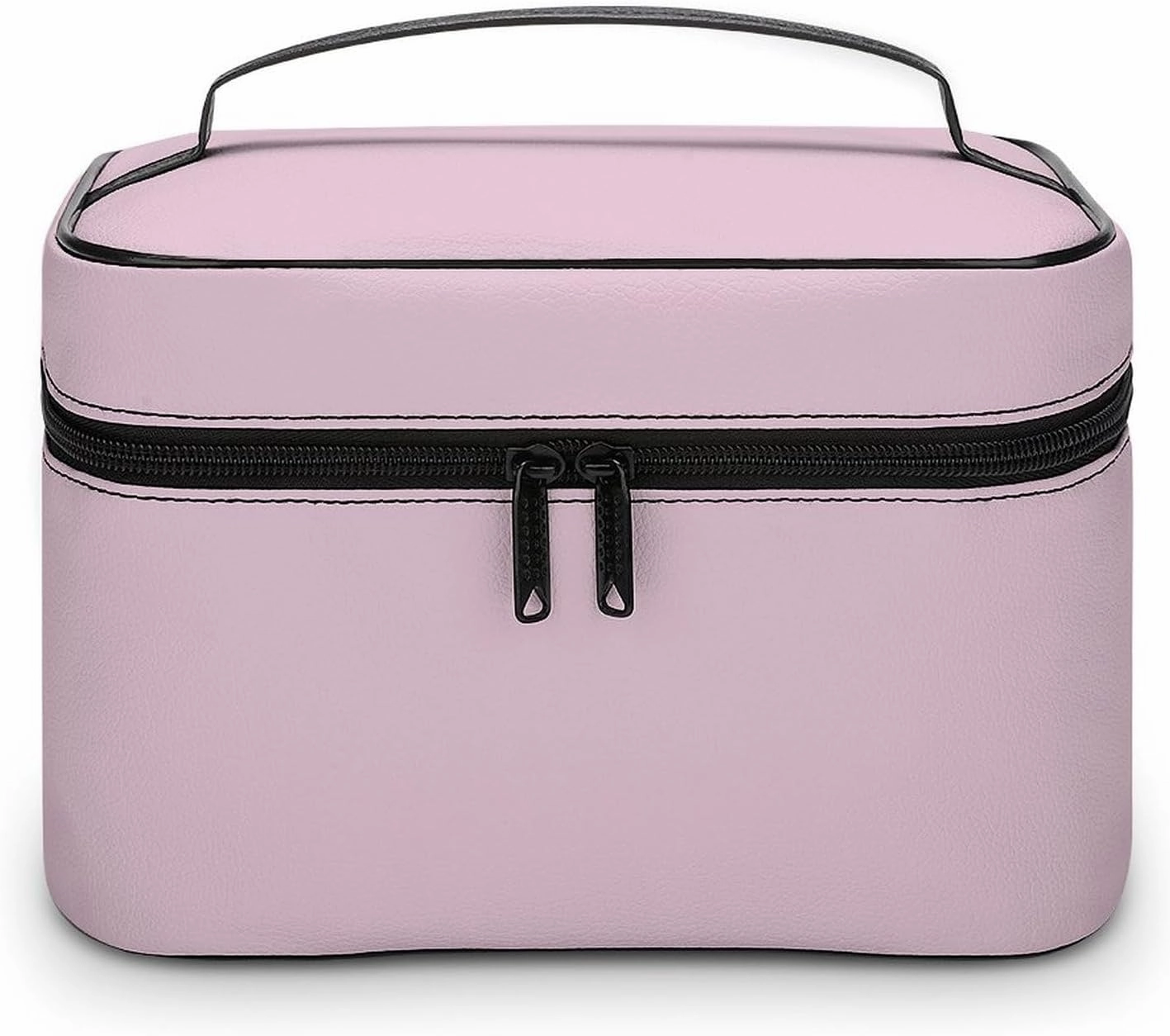 Large Makeup Bag, Solid Color Light Pale Pink Cosmetic Bag for Women Girls, Portable Toiletry Bag, Travel Make Up Organizer Bag