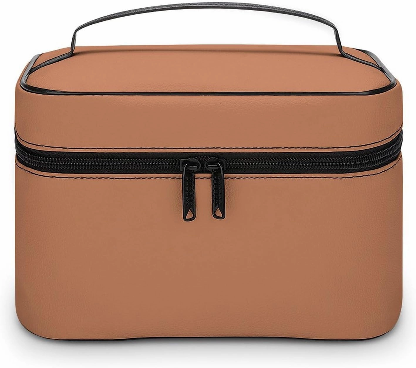 Large Makeup Bag, Solid Color Plain Copper Brown Cosmetic Bag for Women Girls, Portable Toiletry Bag, Travel Make Up Organizer Bag