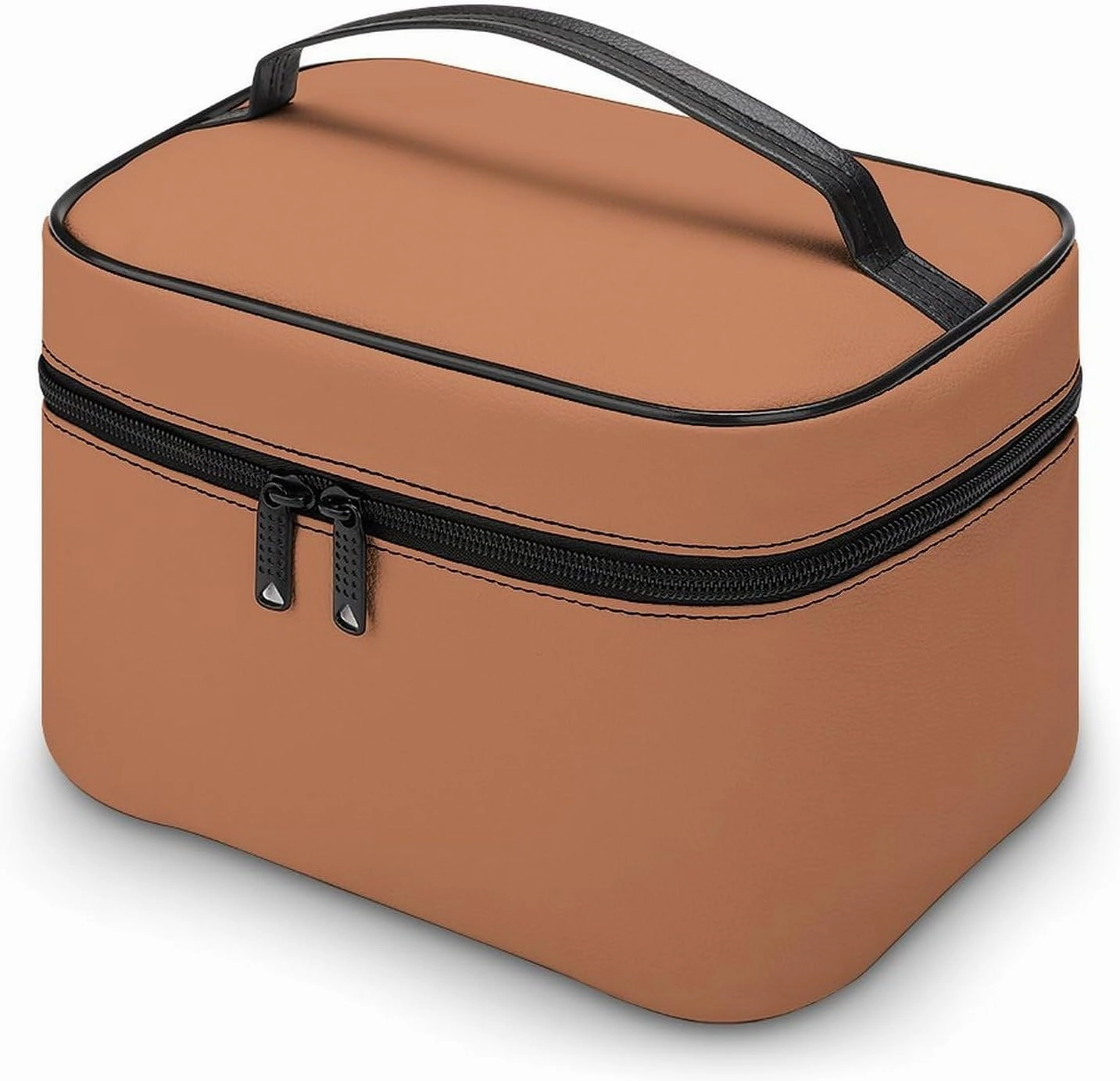 Large Makeup Bag, Solid Color Plain Copper Brown Cosmetic Bag for Women Girls, Portable Toiletry Bag, Travel Make Up Organizer Bag