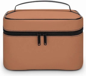 Large Makeup Bag, Solid Color Plain Copper Brown Cosmetic Bag for Women Girls, Portable Toiletry Bag, Travel Make Up Organizer Bag