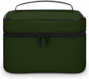 Large Makeup Bag, Solid Deep Forest Green Cosmetic Bag for Women Girls, Portable Toiletry Bag, Travel Make Up Organizer Bag
