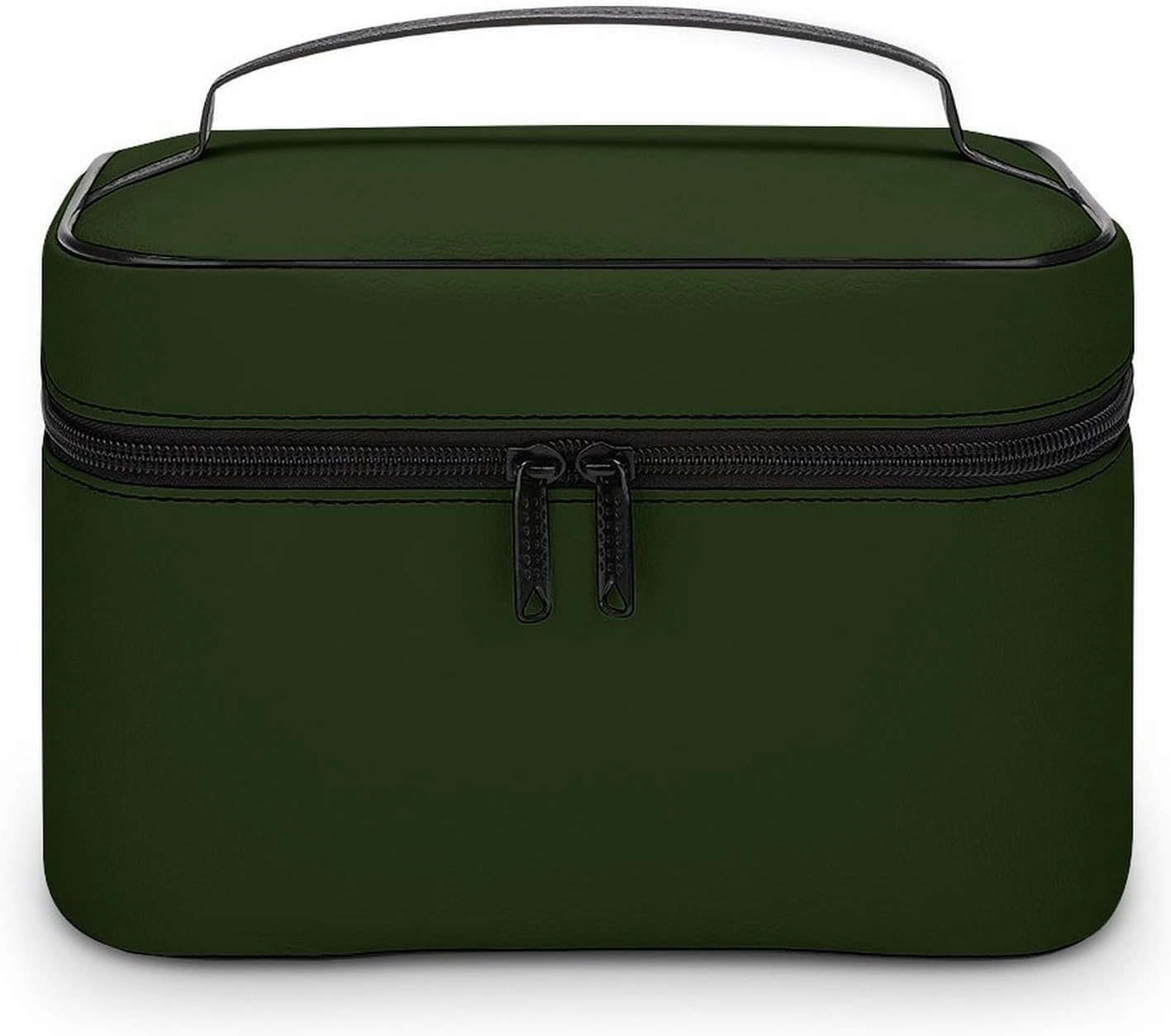 Large Makeup Bag, Solid Deep Forest Green Cosmetic Bag for Women Girls, Portable Toiletry Bag, Travel Make Up Organizer Bag