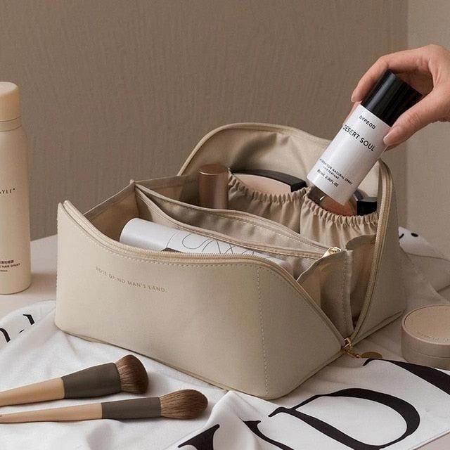 Large Travel Cosmetic Leather Bag