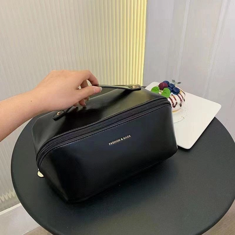 Large Travel Cosmetic Leather Bag