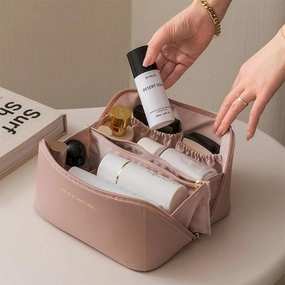 Large Travel Cosmetic Leather Bag
