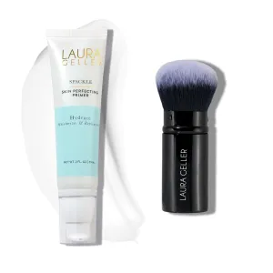 LAURA GELLER NEW YORK Spackle Skin Perfecting Makeup Primer, Hydrate   Airbrush Round Kabuki Brush