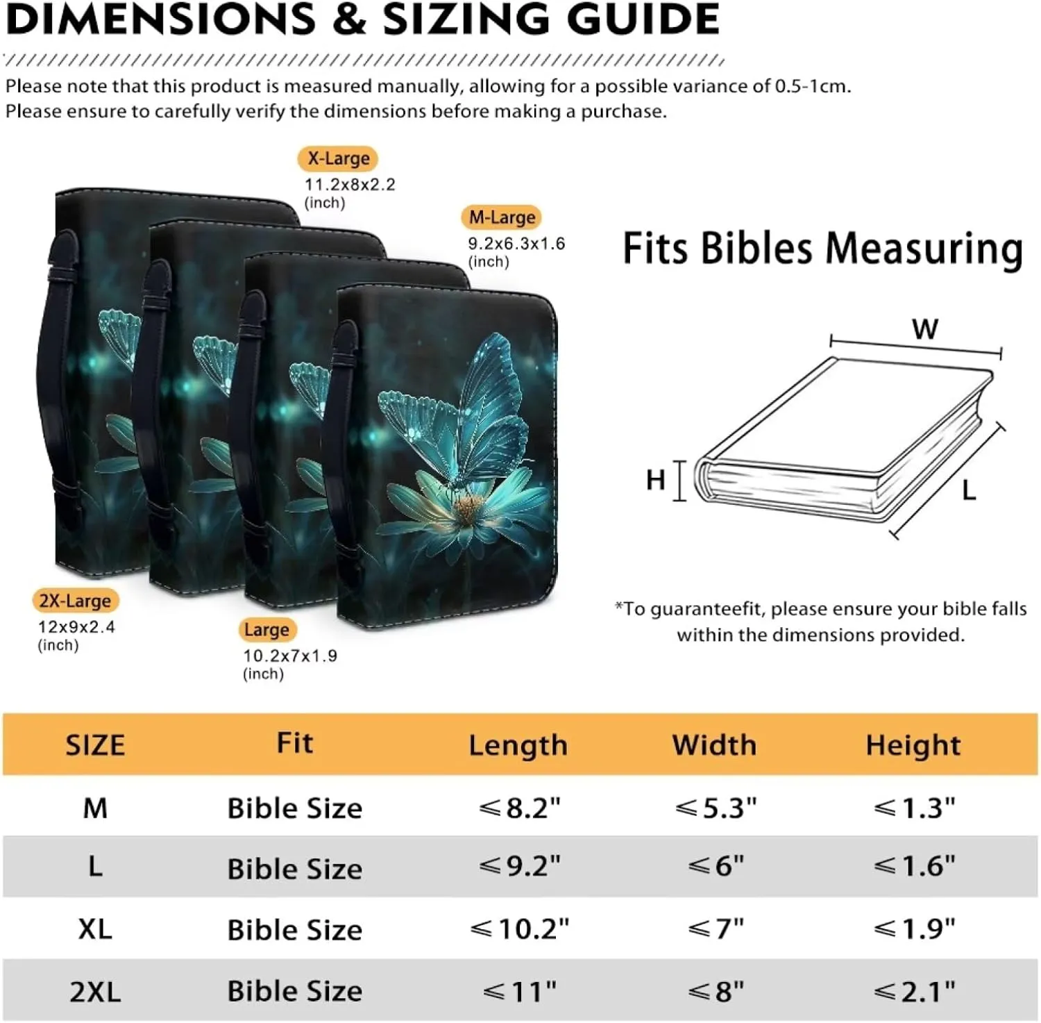 Leather Bible Covers for Women with Bookmark Daisy Butterfly Carrying Book Case with Bookmark Church Bag Bible Protective,XL