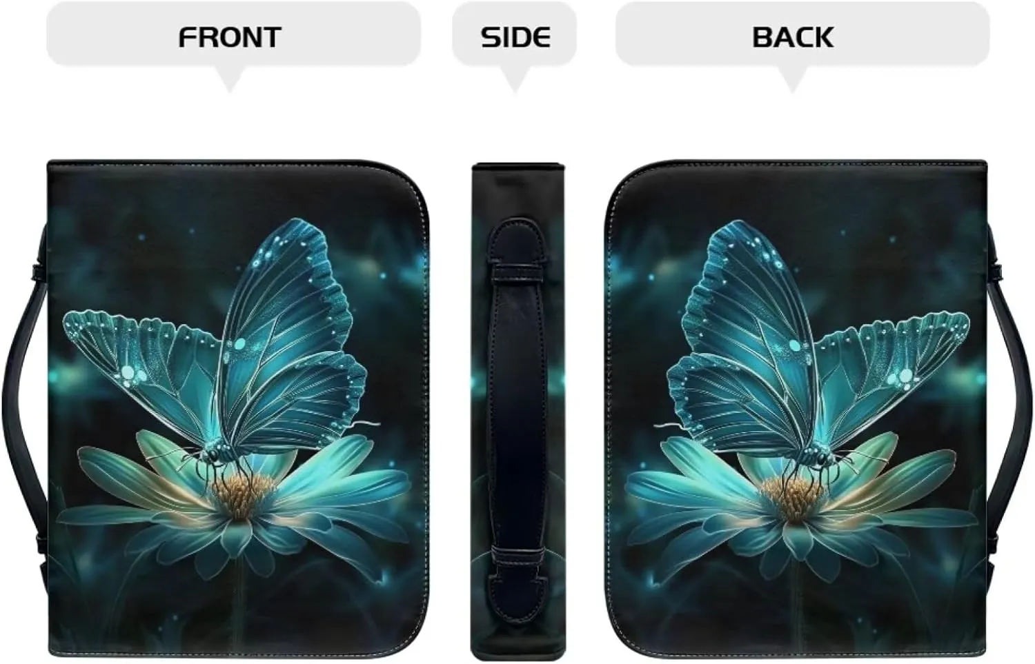Leather Bible Covers for Women with Bookmark Daisy Butterfly Carrying Book Case with Bookmark Church Bag Bible Protective,XL