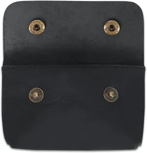 Leather Double Coin Pouch Premium Cash & Card Holder Compact Cable Organizer Travel Makeup Bag, Handmade Artisan Craft Vintage Leather Accessories Multipurpose Wallet & Organizer (Black)