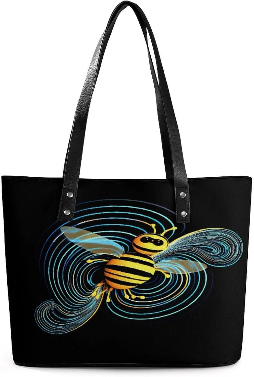 Leather Tote Bag Elegance Illustration in The Dark Printing Leather Handbag Durable Shopping Bag For Work Travel Casual Use