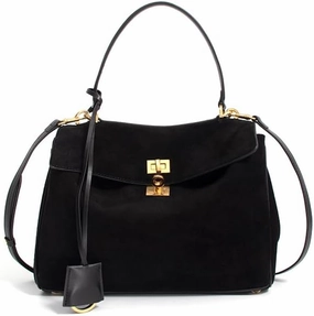 Leather Suede Tote Bag for Women: Genuine Leather Shoulder Handbag - Medium Suede Satchel Purse