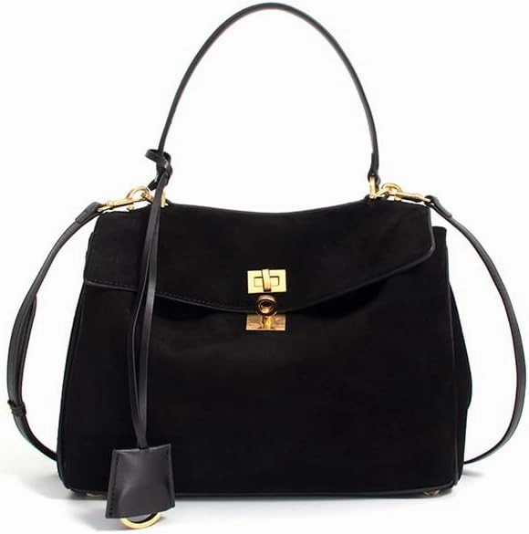 Leather Suede Tote Bag for Women: Genuine Leather Shoulder Handbag - Medium Suede Satchel Purse