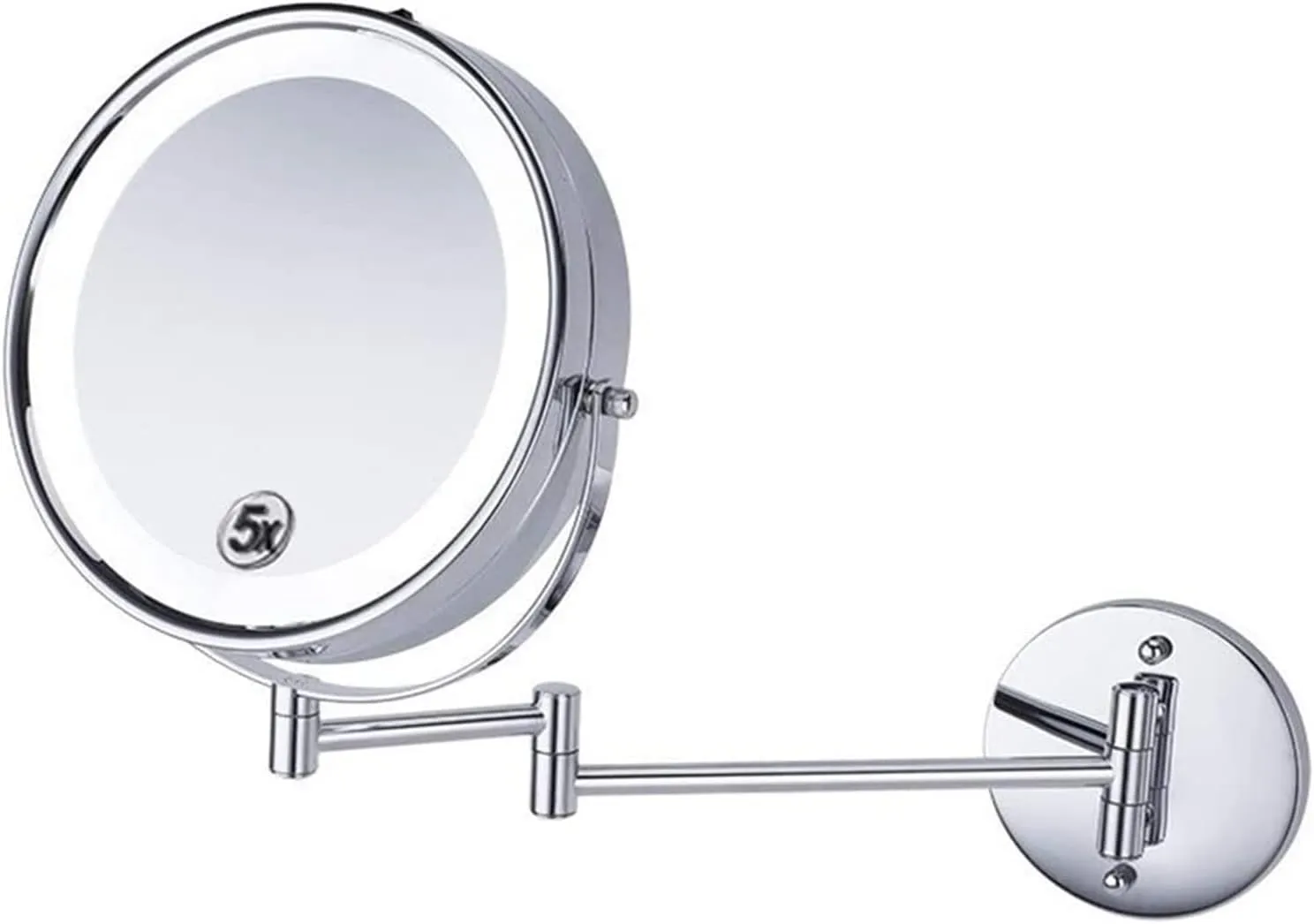Led Makeup Mirror Makeup Mirror Round Vanity Mirror with Wall Mounted, Leather Strap Wooden Hanging Decorative Vanity