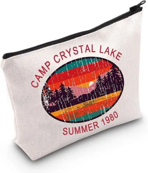 LEVLO 1980 Camp Crystal Lake Counselor Cosmetic Make Up Bag 80s Horror Movie Jason Voorhees Makeup Zipper Pouch Bag (Camp Crystal Lake)