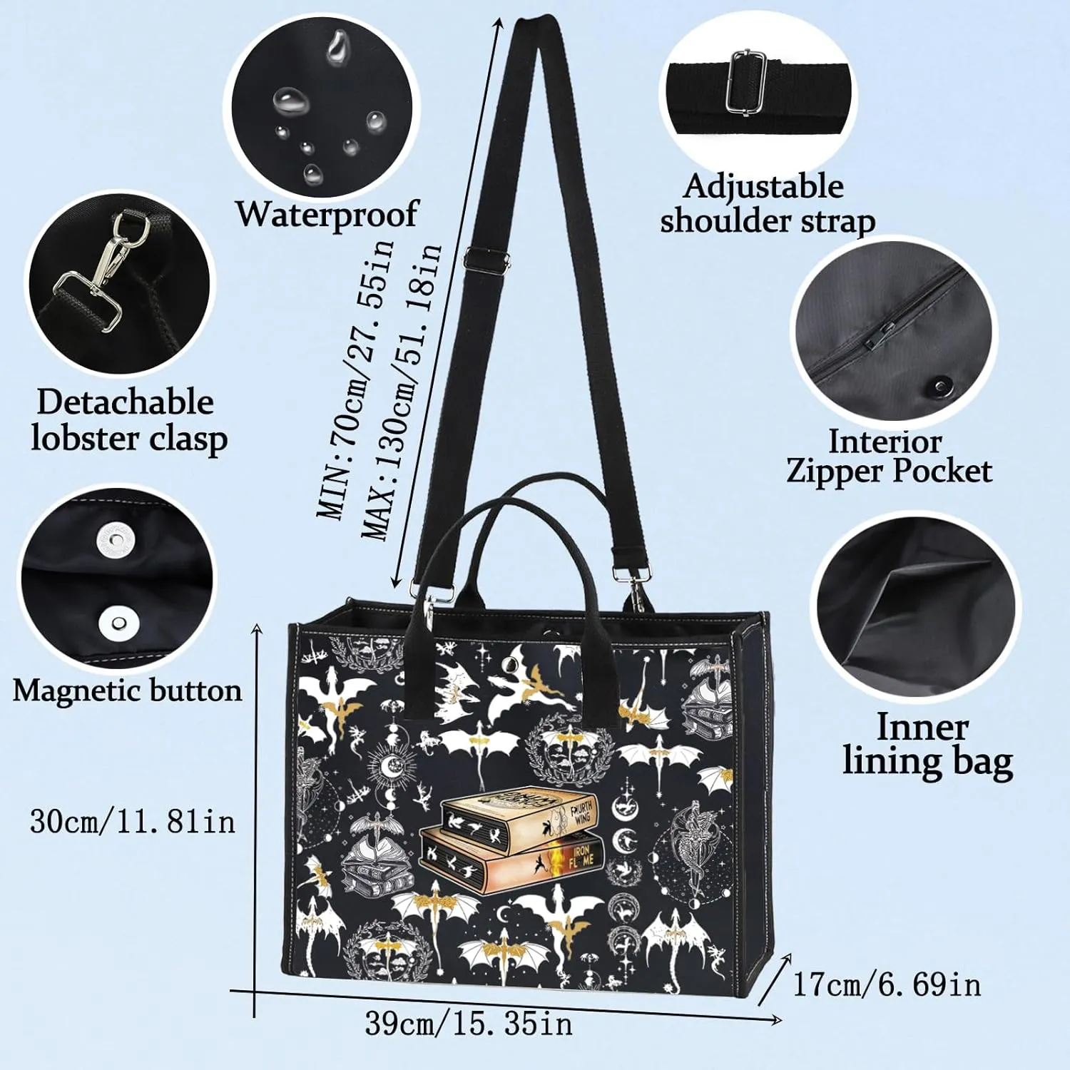 LEVLO 4th Wing Cosmetic Bag Dragon Rider Inspired Gift Iron Flame Dragon Rider Zipper Pouch Bag 4th Wing Bookish Merch (4Wing LT)