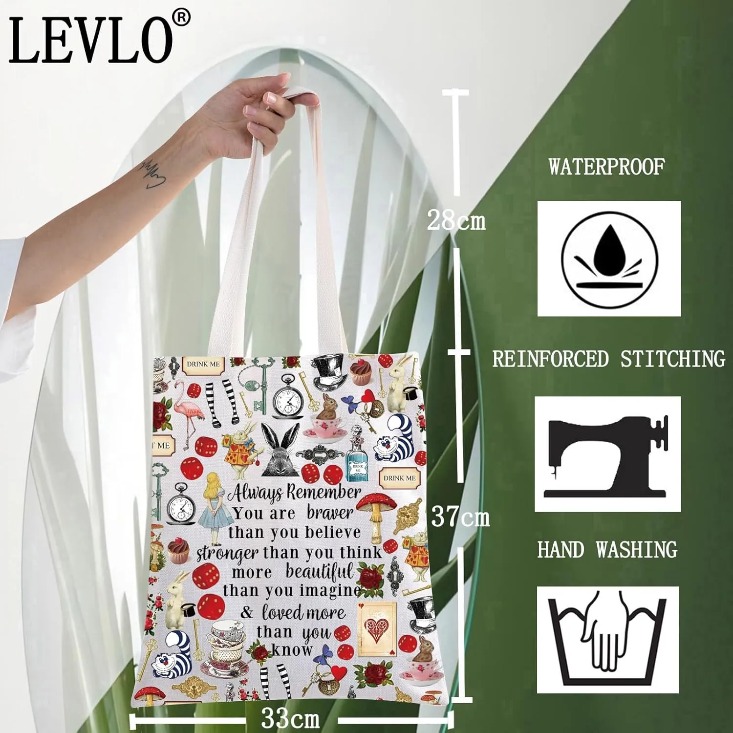 LEVLO Alice Movie Cosmetic Bag Fairy Tale Fans Gift Alice You Are Braver Stronger Smarter Than You Think Merch