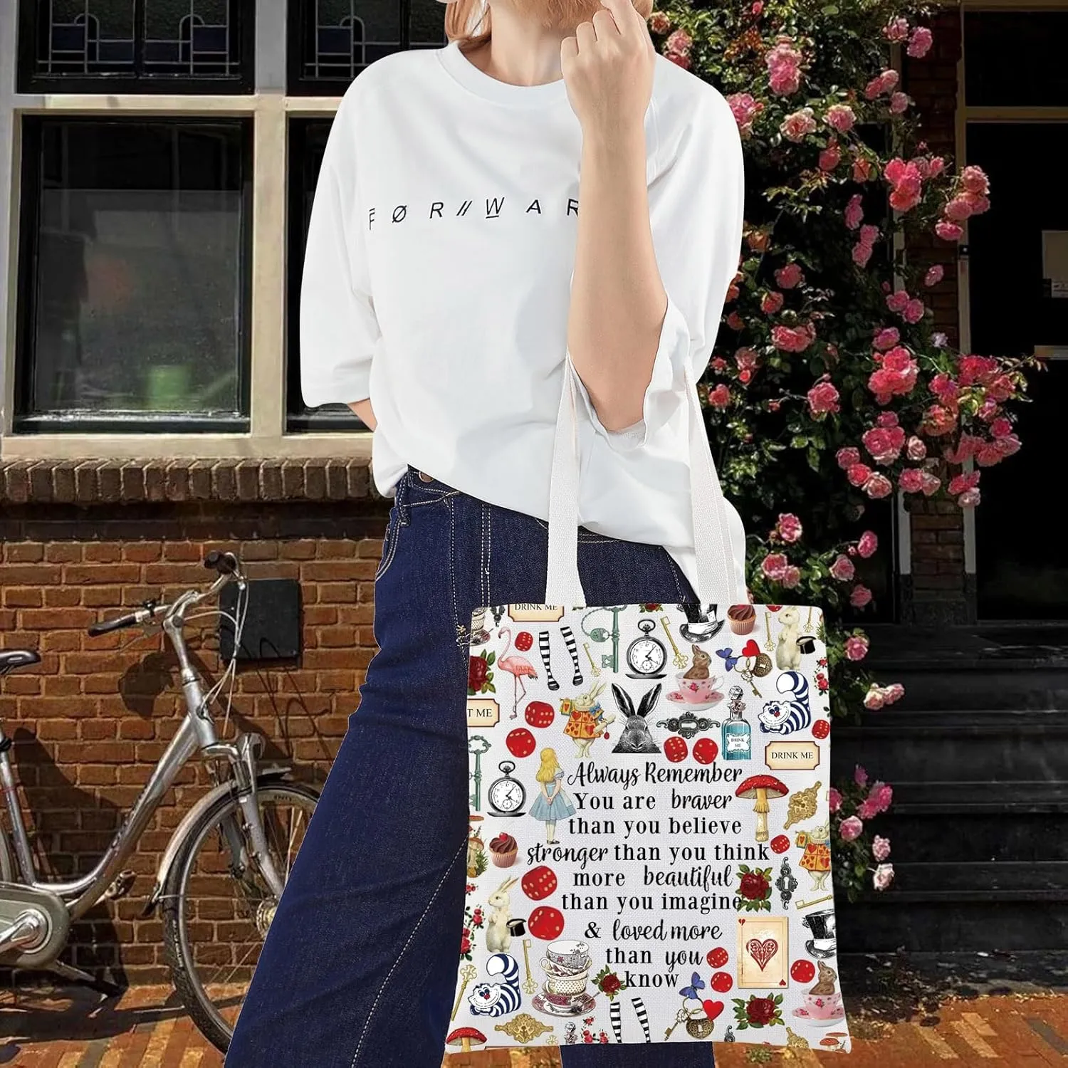 LEVLO Alice Movie Cosmetic Bag Fairy Tale Fans Gift Alice You Are Braver Stronger Smarter Than You Think Merch