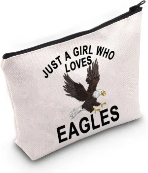 LEVLO Bald Eagle Bird Cosmetic Makeup Bag Bald Eagle Lover Gift Just a Girl Who Loves Eagle Make Up Zipper Bag (Loves Eagle)