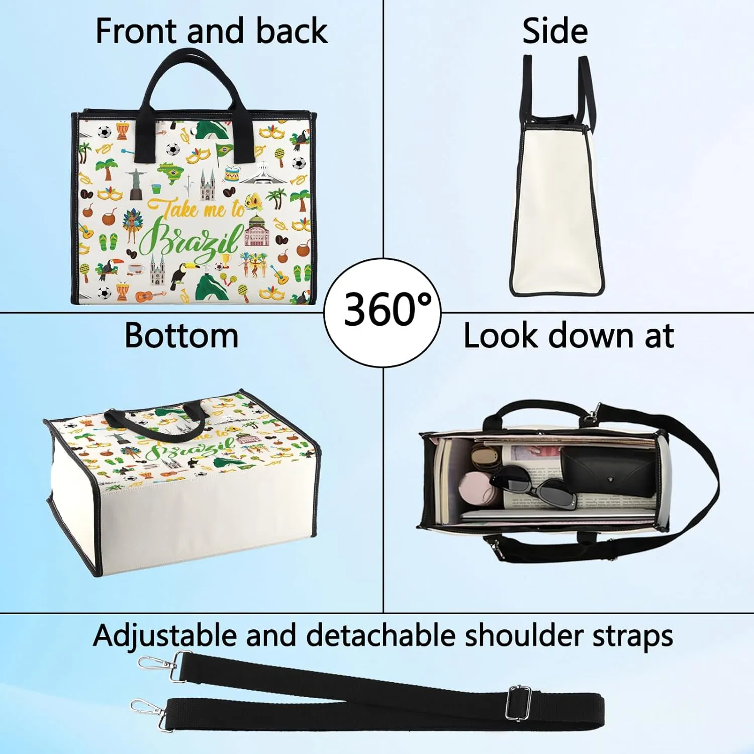 LEVLO Brazil Culture Travel Cosmetic Bag - World Cup Souvenir Gift Zipper Pouch Bag For Traveler
