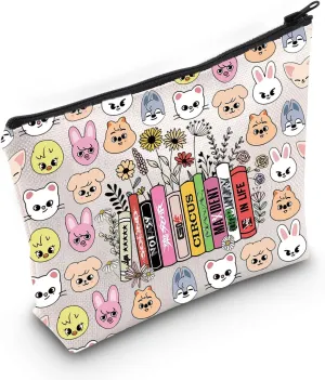LEVLO Cartoon SKZ Cosmetic Makeup Bag SKZ Animal Fans Gift K-POP Cartoon Member Zipper Pouch Bag K-POP Merch(SK Z Life Bag)