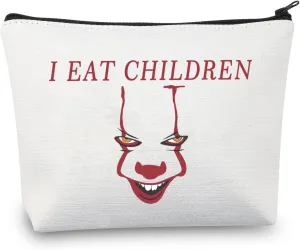 LEVLO Clown Cosmetic Make Up Bag Clown Fans Gift I Eat Children Makeup Zipper Pouch Bag Horror Movie Merchandise (Eat Children)