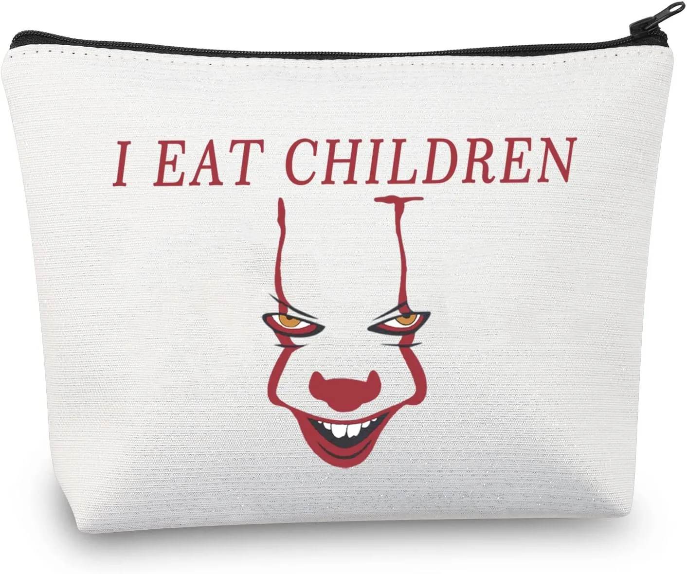 LEVLO Clown Cosmetic Make Up Bag Clown Fans Gift I Eat Children Makeup Zipper Pouch Bag Horror Movie Merchandise (Eat Children)