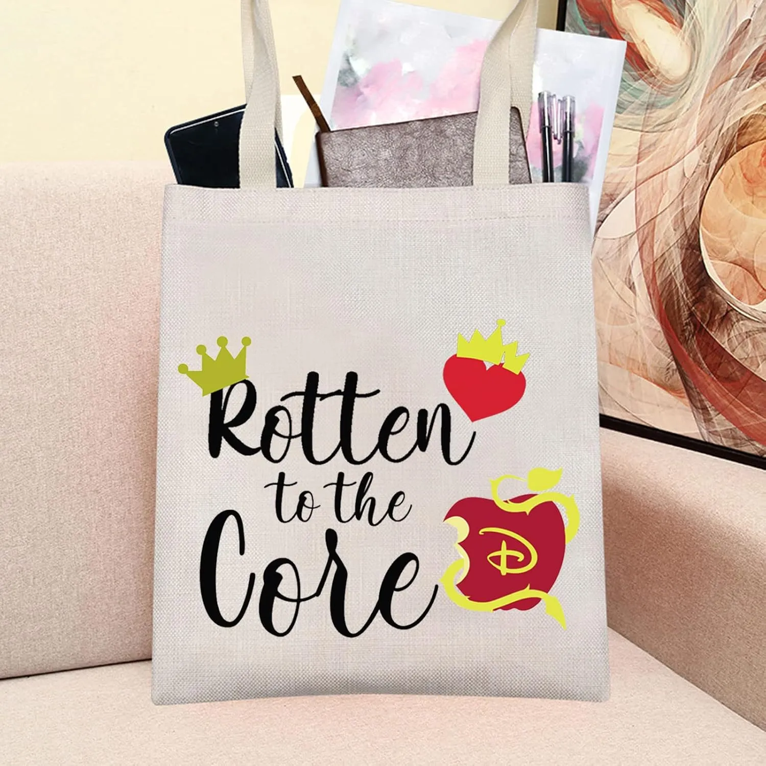 LEVLO Descendants Cosmetic Make Up Bag Descendants Fans Gift Rotten to the Core Makeup Zipper Pouch Bag For Friend Family (Rotten to the Core Tote)