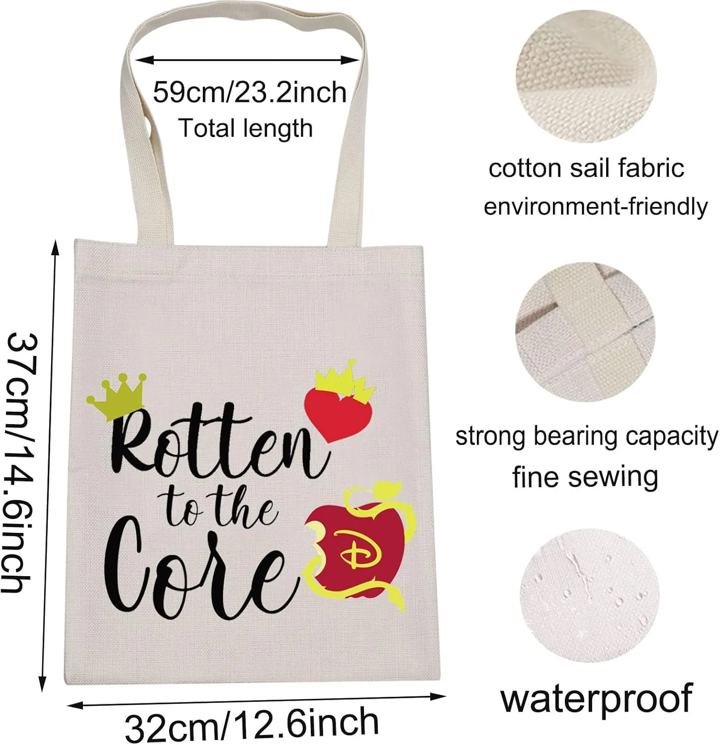 LEVLO Descendants Cosmetic Make Up Bag Descendants Fans Gift Rotten to the Core Makeup Zipper Pouch Bag For Friend Family (Rotten to the Core Tote)
