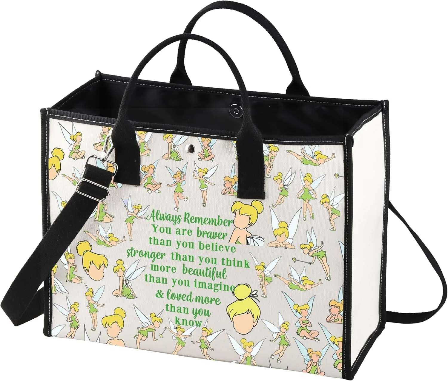 LEVLO Fairy Tale Cosmetic Bag Pixie Fans Inspired Gift You Are Braver Stronger Smarter Than You Think Makeup Zipper Pouch Bag