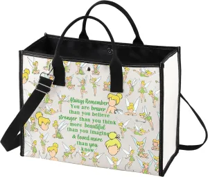 LEVLO Fairy Tale Cosmetic Bag Pixie Fans Inspired Gift You Are Braver Stronger Smarter Than You Think Makeup Zipper Pouch Bag