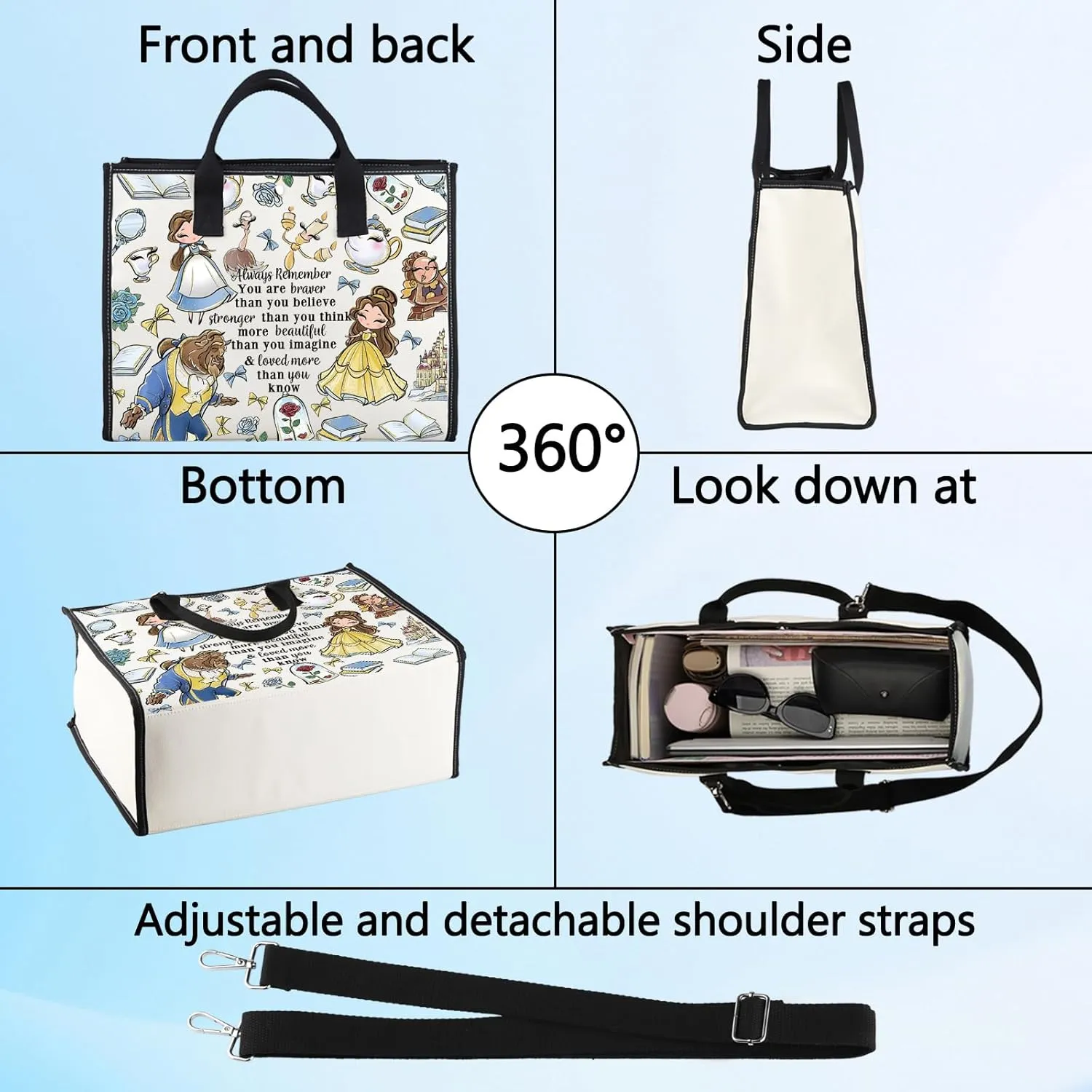LEVLO Fairy Tales Cosmetic Bag Movie Inspired Gifts You Are Braver Stronger Smarter Than You Think Zipper Pouch Bag