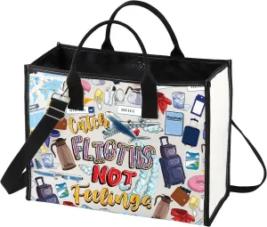 LEVLO Flight Attendant Cosmetic Make Up Bag Pilot Gift Catch The Flights Not Feelings Makeup Zipper Pouch Bag Airplane Traveler Gift (Flights Not LT)