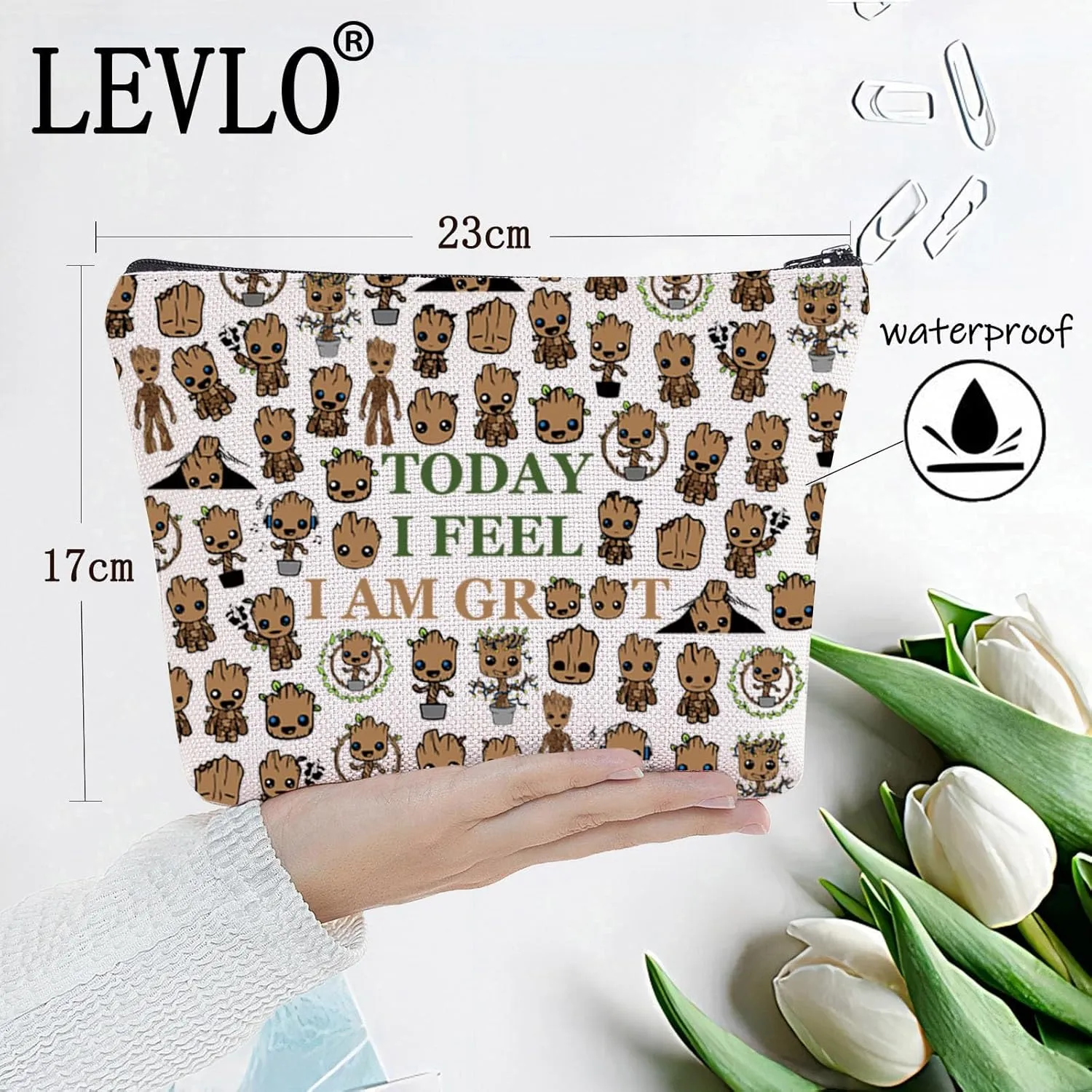 LEVLO Flora Colossus Cosmetic Bag Cartoon Lover Inspired Gift Today I Feel I Am Flora Colossus Zipper Pouch Bag (Today I Feel F Bag)