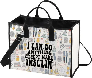 LEVLO Funny Diabetes Awareness Cosmetic Make Up Bag Diabetic Gift I Can Do Anything Except Make Insulin Makeup Zipper Pouch Bag For Women Girls