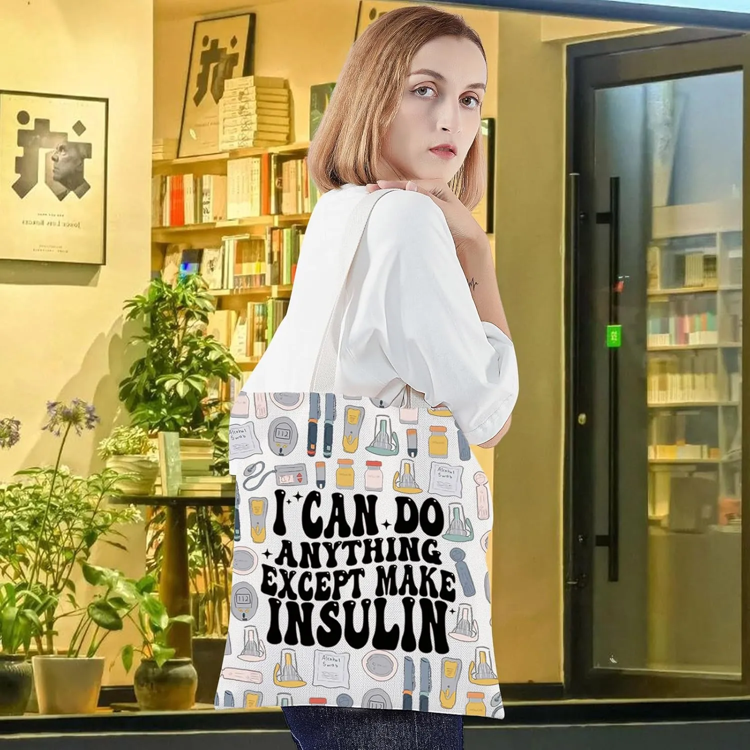 LEVLO Funny Diabetes Awareness Cosmetic Make Up Bag Diabetic Gift I Can Do Anything Except Make Insulin Makeup Zipper Pouch Bag For Women Girls