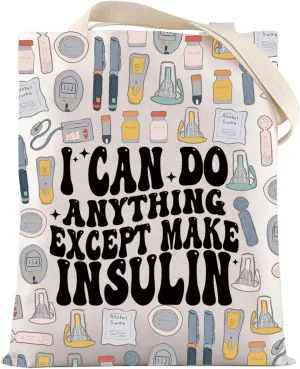 LEVLO Funny Diabetes Awareness Cosmetic Make Up Bag Diabetic Gift I Can Do Anything Except Make Insulin Makeup Zipper Pouch Bag For Women Girls