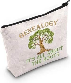 LEVLO Funny Genealogist Cosmetic Make Up Bag Family Researcher Gift It's All About The Roots Makeup Zipper Pouch Bag For Historian Researcher Genealogy (About The Roots)