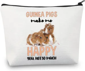 LEVLO Funny Guinea Pig Cosmetic Make Up Bag Guinea Pig Lover Inspired Gift Guinea Pigs Make Me Happy You Not So Much Guinea Pig Makeup Zipper Pouch Bag(Guinea Pigs Happy)