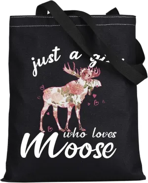 LEVLO Funny Moose Cosmetic Make up Bag Animal Lover Gift Just A Girl Who Loves Moose Makeup Zipper Pouch Bag Moose Lover Gift (Loves Moose BT)