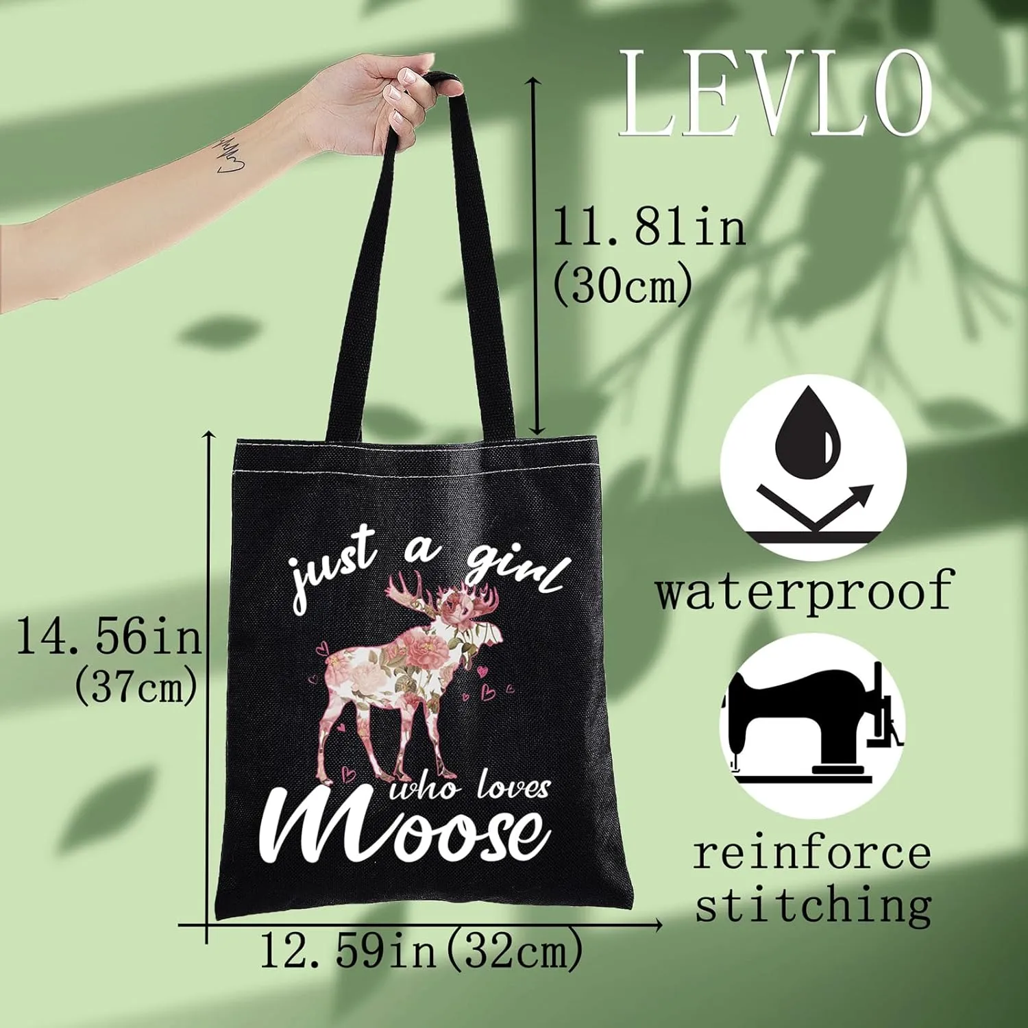 LEVLO Funny Moose Cosmetic Make up Bag Animal Lover Gift Just A Girl Who Loves Moose Makeup Zipper Pouch Bag Moose Lover Gift (Loves Moose BT)