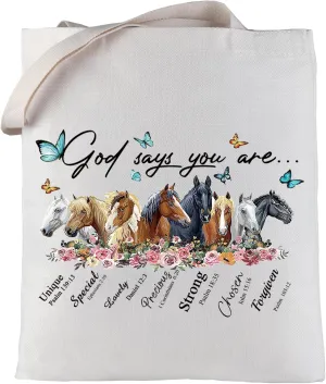 LEVLO Horse Cosmetic Make Up Bag Gift For Horse Lover God Says You Are Unique Special Lovely Chosen Makeup Zipper Pouch Bag (God Says Horse Tote)