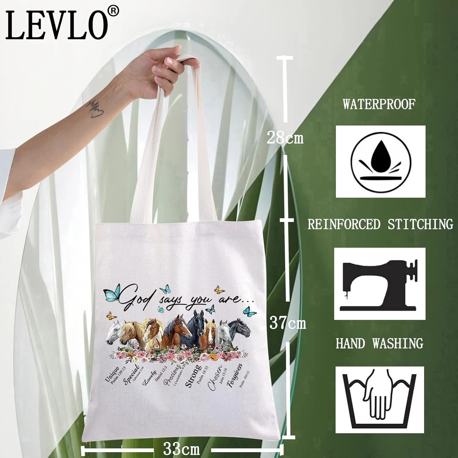LEVLO Horse Cosmetic Make Up Bag Gift For Horse Lover God Says You Are Unique Special Lovely Chosen Makeup Zipper Pouch Bag (God Says Horse Tote)