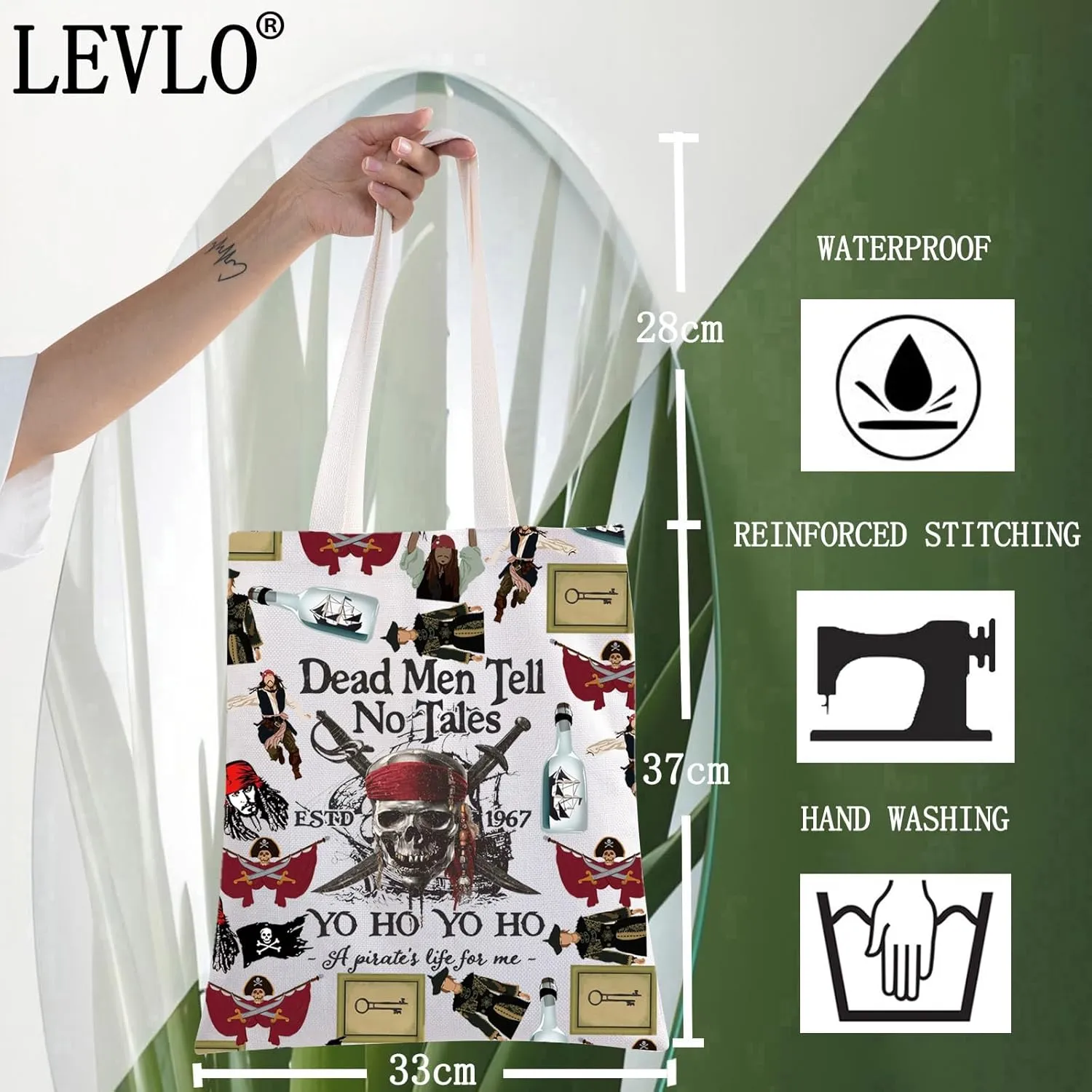LEVLO Jack Cosmetic Makeup Bag Angelica & Jack Fans Gift Dead Men Tell No Tales Jack Toiletry Bag Pirate Lover Merchandise (Dead Men T)