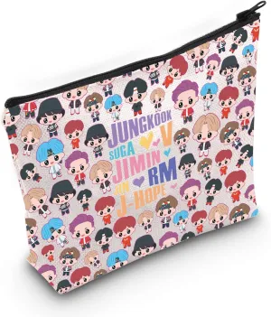 LEVLO Korean Group Cosmetic Bag K-pop Army Members Fans Gift Army Members Name Makeup Zipper Pouch Bag