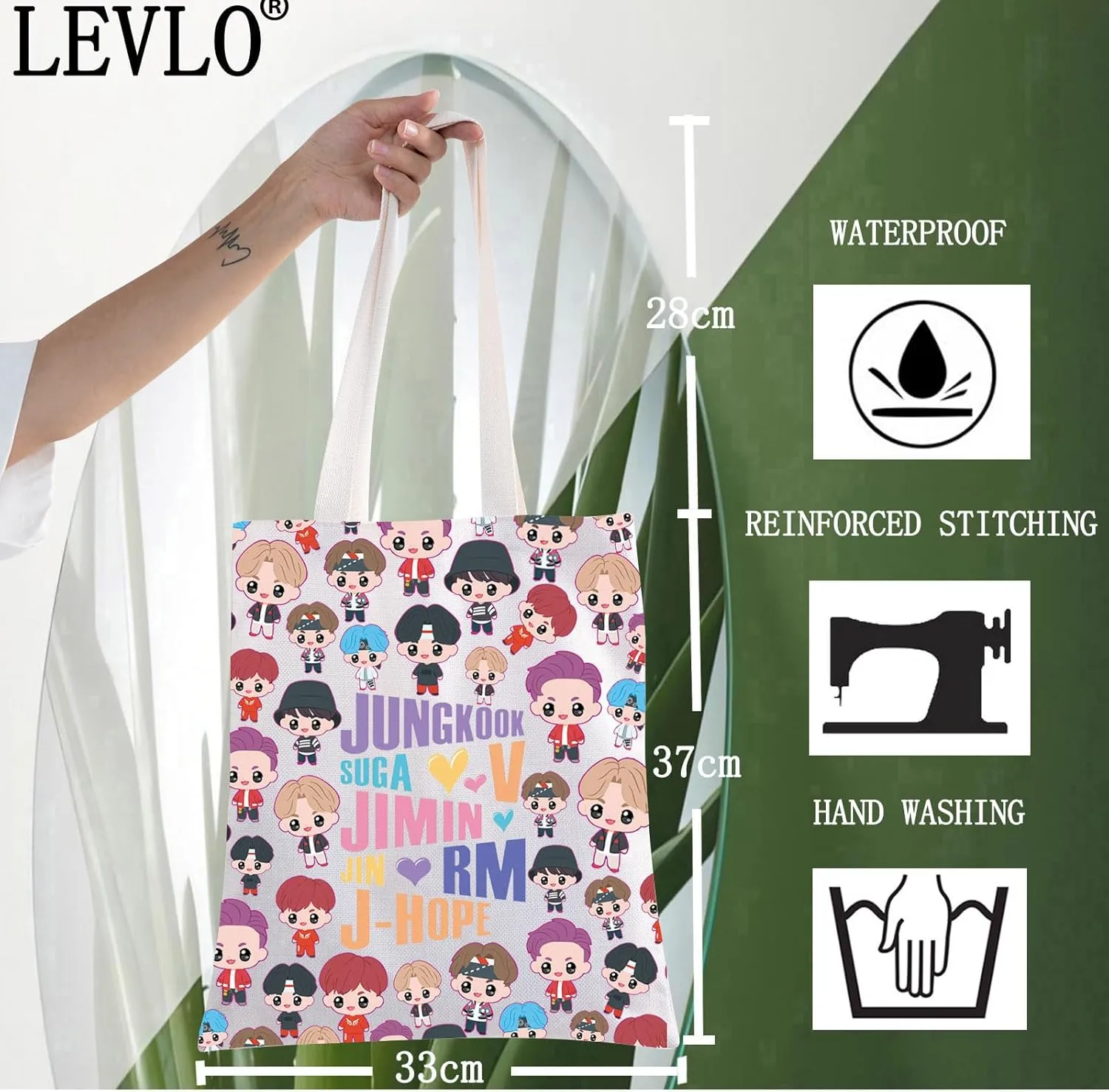 LEVLO Korean Group Cosmetic Bag K-pop Army Members Fans Gift Army Members Name Makeup Zipper Pouch Bag