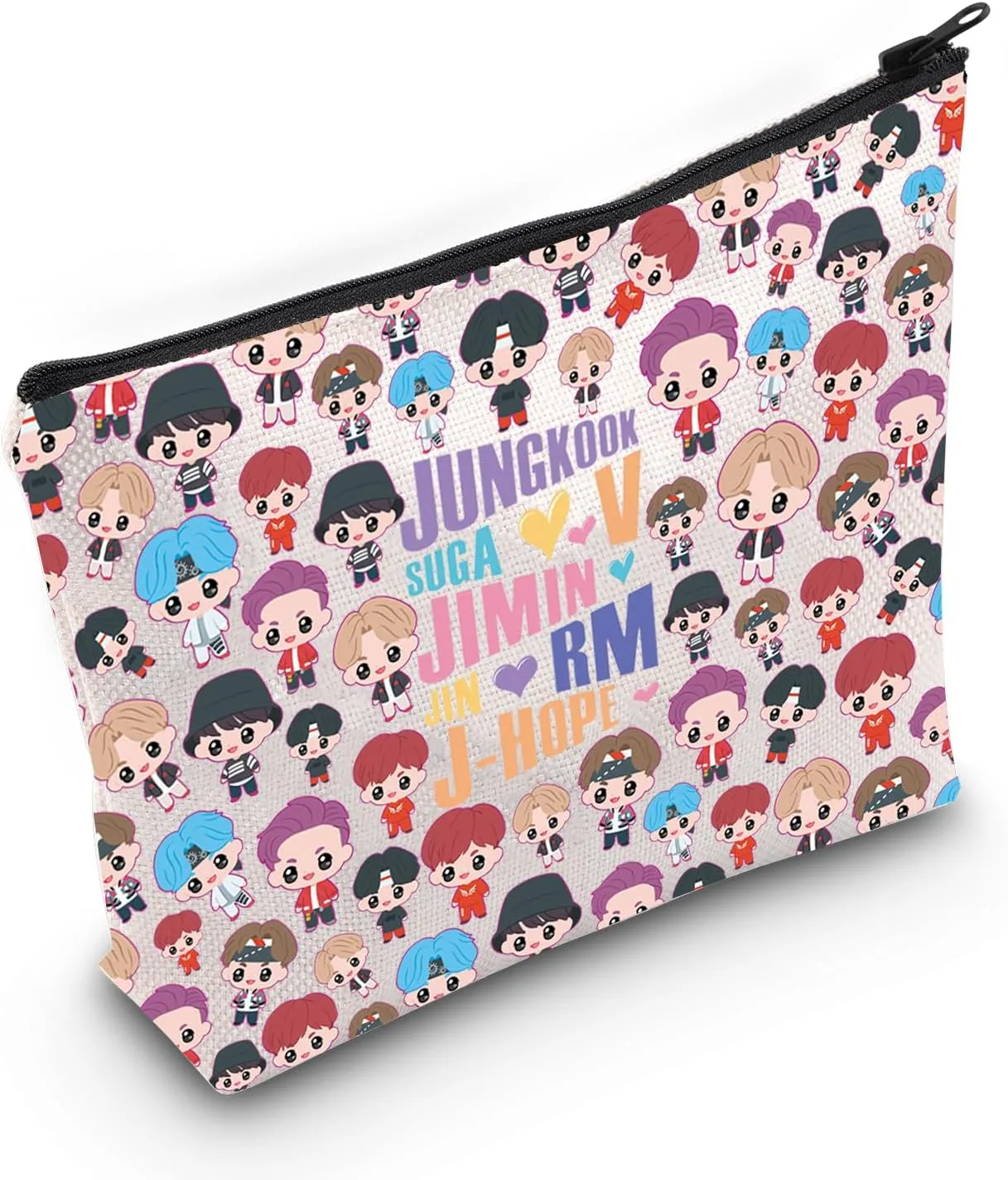 LEVLO Korean Group Cosmetic Bag K-pop Army Members Fans Gift Army Members Name Makeup Zipper Pouch Bag